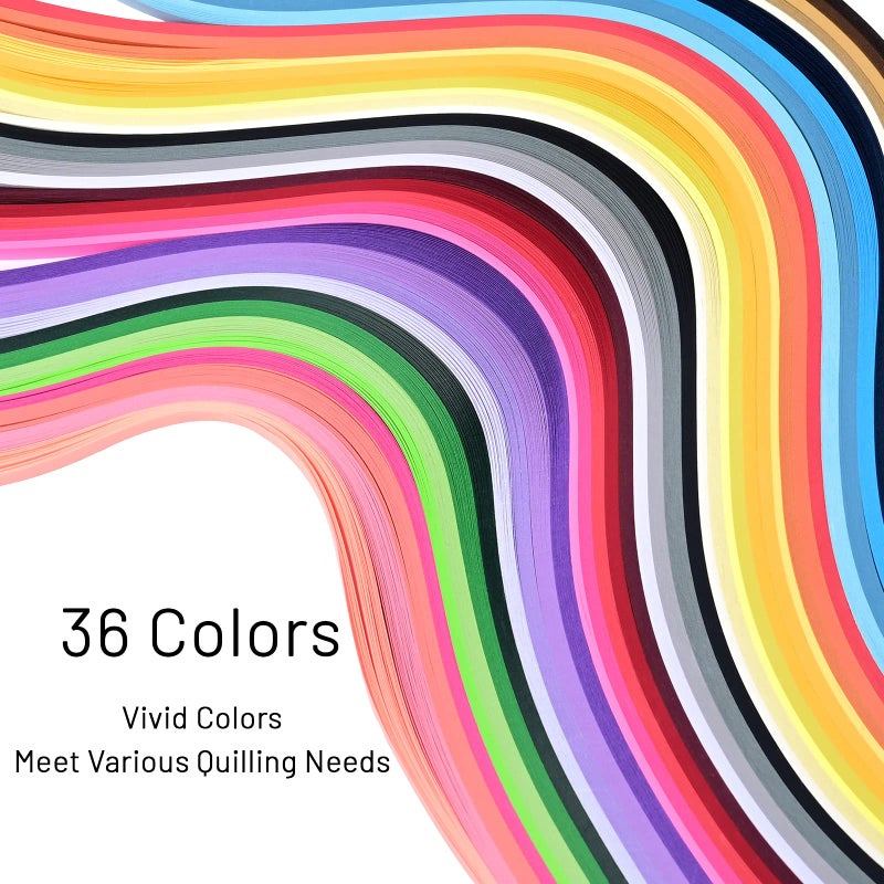 YURROAD Quilling Paper Set with 900pcs 5mm Quilling Paper Strips Filigree Tool Kit and Quilling Board Slotted Pen Curling Coach Crimper - Image 4